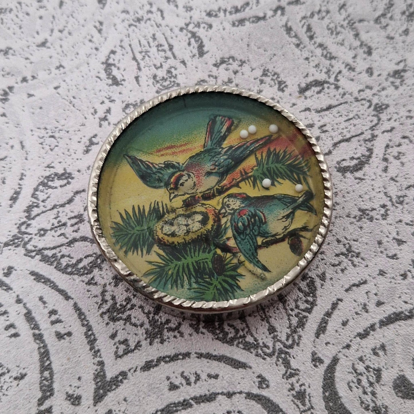 Jeu ancien de patience « Oiseaux au nid », vers 1900