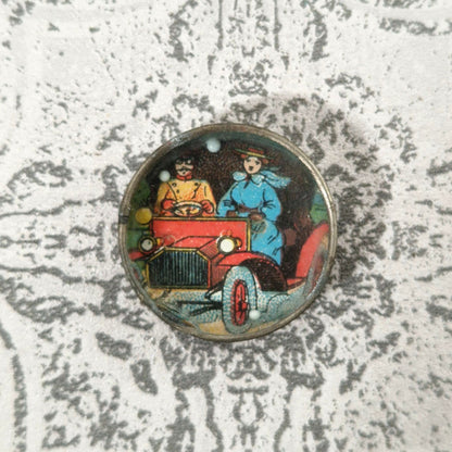 Mini jeu d'adresse « Couple en automobile » - Vers 1900