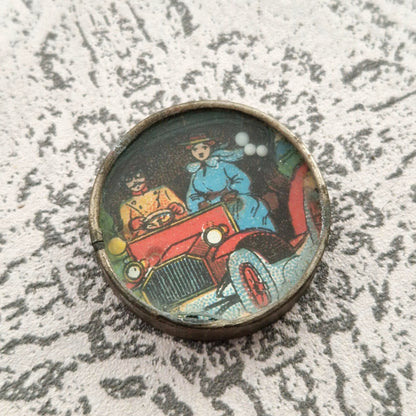 Mini jeu d'adresse « Couple en automobile » - Vers 1900
