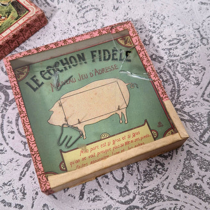 Jeu ancien « Le Cochon Fidèle » - J.F.J, Vers 1900