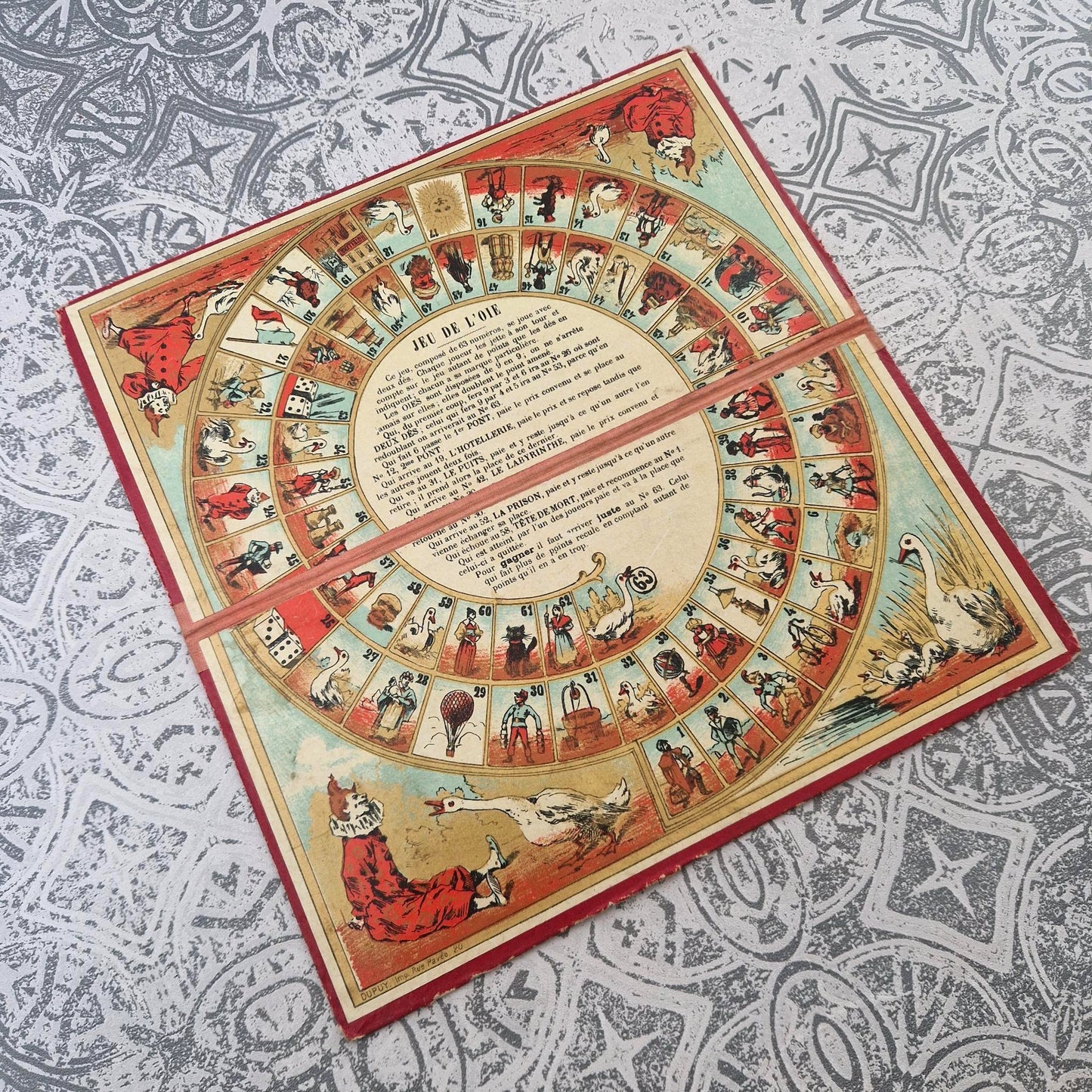 Ancien plateau de Jeu de l’Oie illustré – impr. Dupuy, Paris