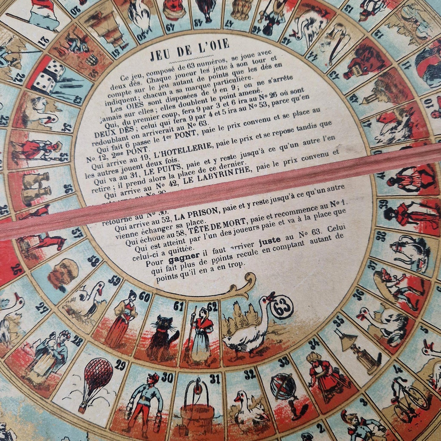 Ancien plateau de Jeu de l’Oie illustré – impr. Dupuy, Paris