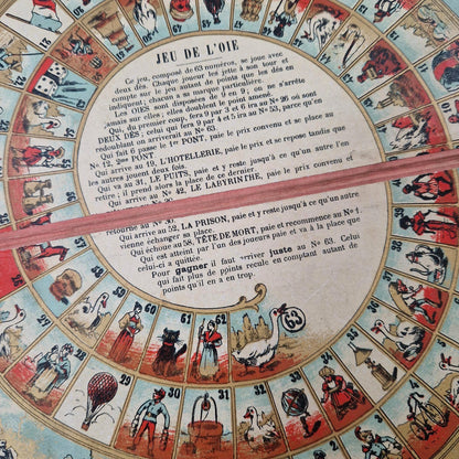 Ancien plateau de Jeu de l’Oie illustré – impr. Dupuy, Paris