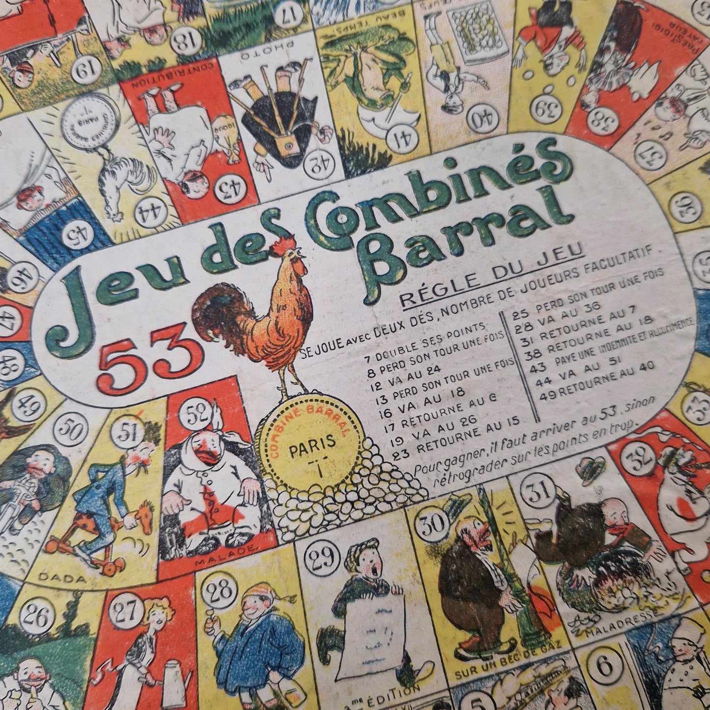 Jeu de l'oie publicitaire – Combinés Barral, Paris
