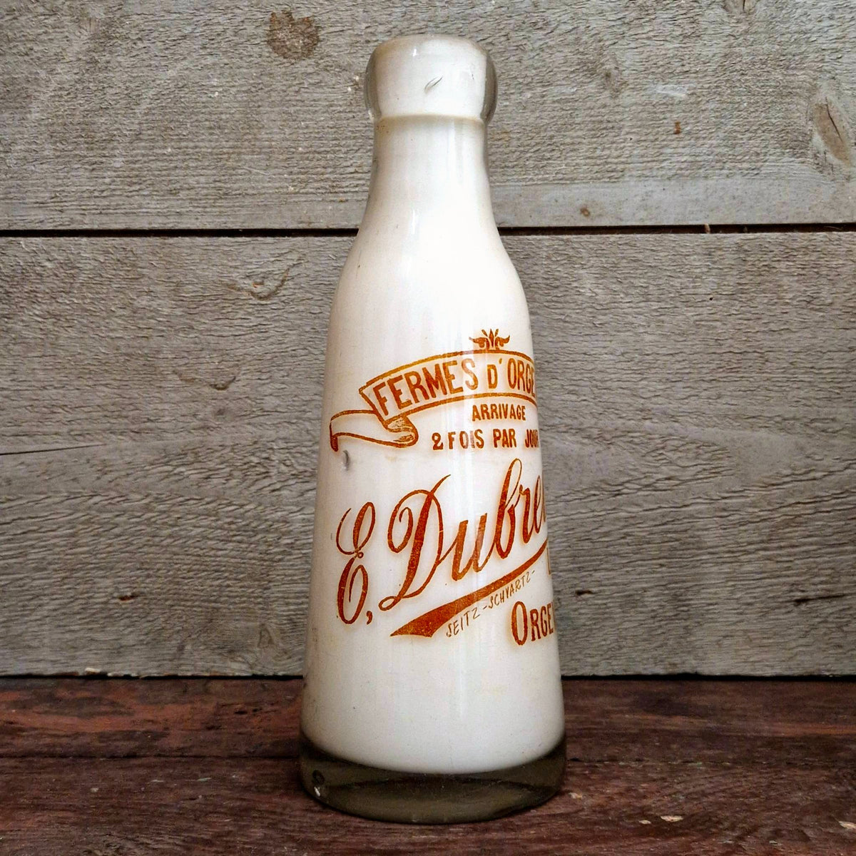Bouteille de laiterie début XXe, « Fermes d'Orgeval »