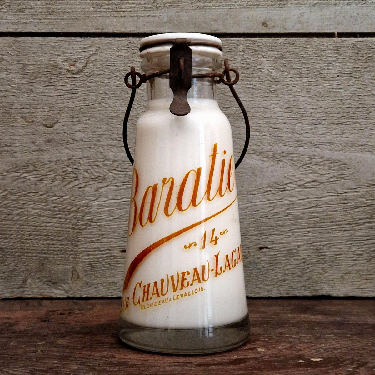 Ancienne bouteille de lait « Baratier,  Paris »