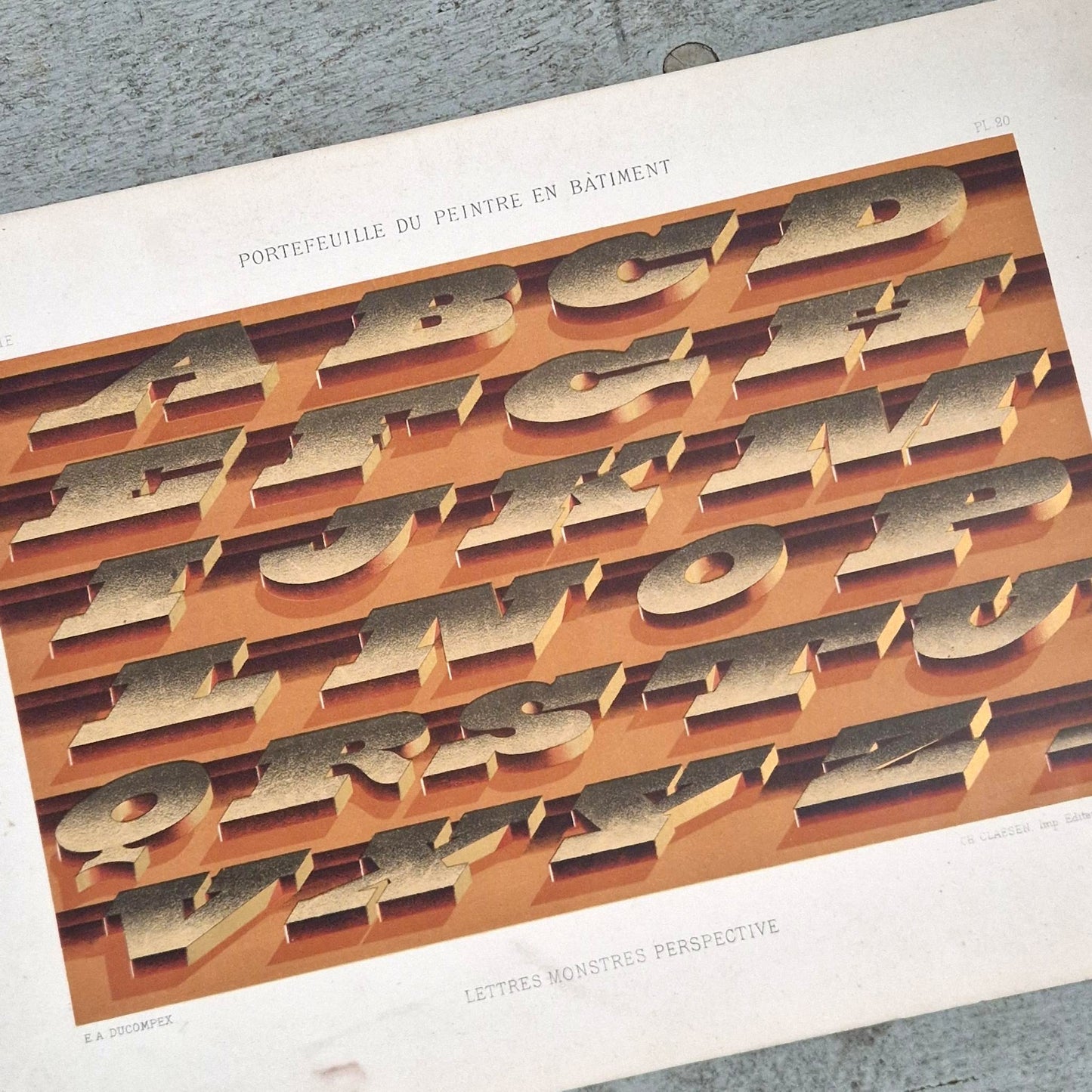 Alphabet "Lettres monstres perspective" - Vers 1900