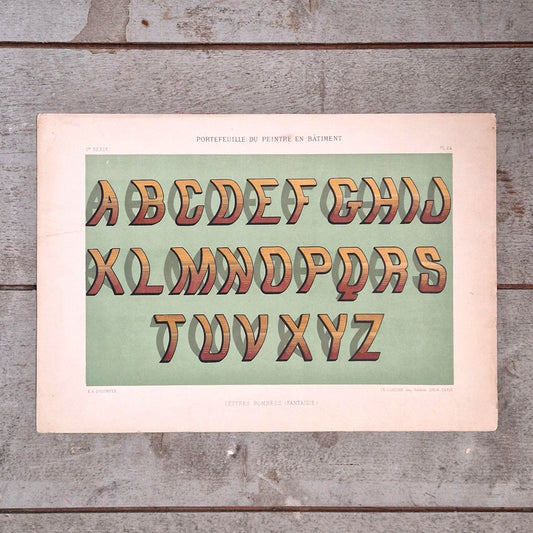 Planche typographie lettres bombées (fantaisie) - Vers 1900