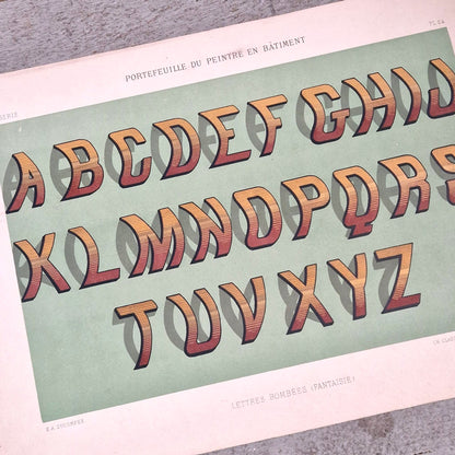 Planche typographie lettres bombées (fantaisie) - Vers 1900