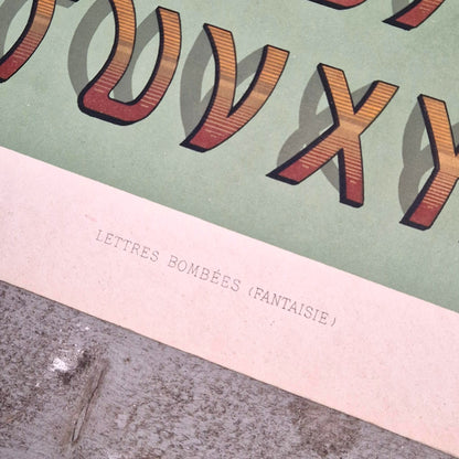 Planche typographie lettres bombées (fantaisie) - Vers 1900