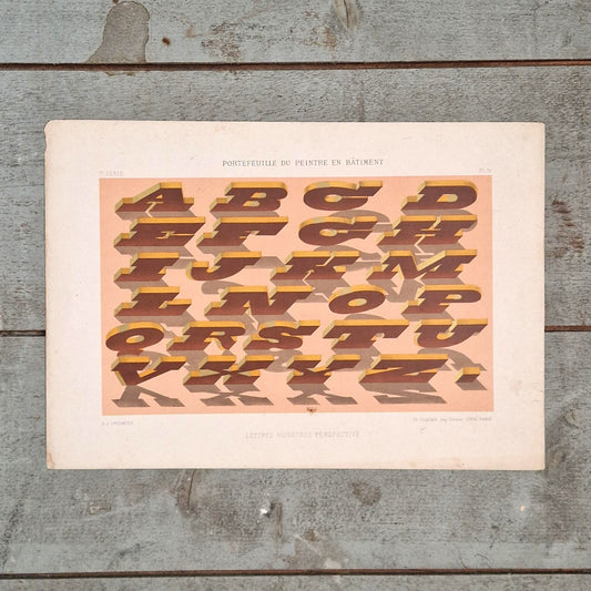 Lithographie typographique « Lettres monstres perspective »