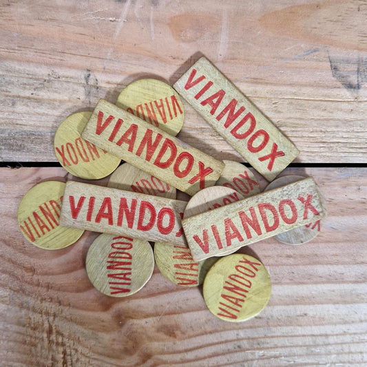 Anciens jetons publicitaires Viandox - en bois