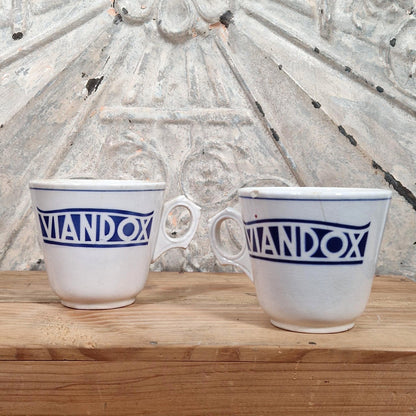 Set of 2 "VIANDOX" advertising mugs