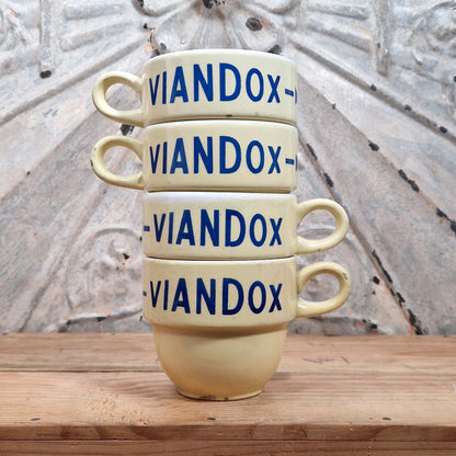 Set of 4 "VIANDOX" ceramic mugs