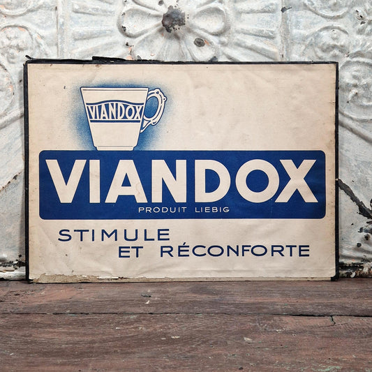 Advertising cardboard "VIANDOX Stimulates and comforts", Circa 1950
