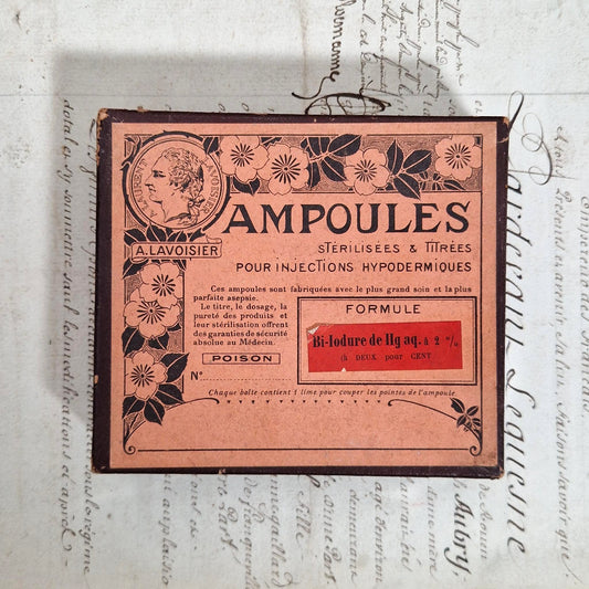 Rare boite complète « Ampoules Bi-Iodure de Hg - POISON »