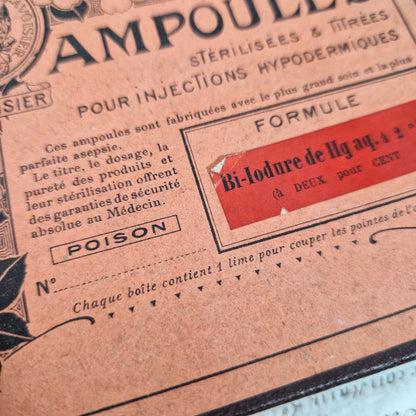 Rare boite complète « Ampoules Bi-Iodure de Hg - POISON »