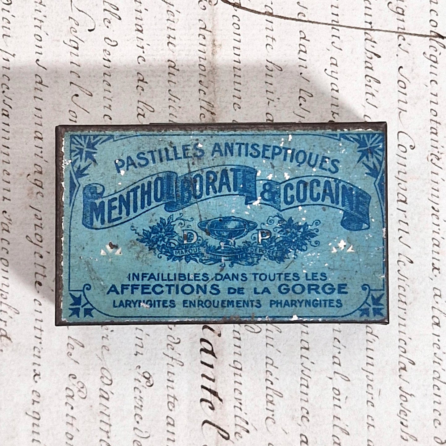 Rare boite « Menthol Borate & Cocaine », Vers 1900