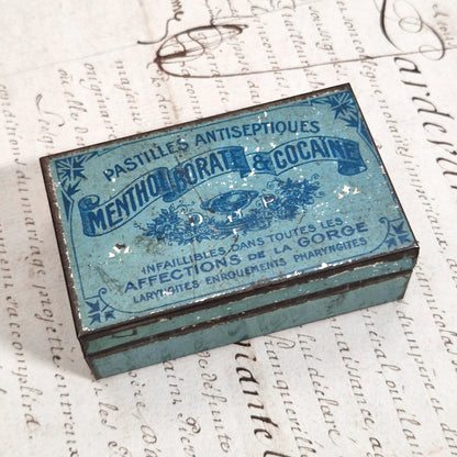 Rare boite « Menthol Borate & Cocaine », Vers 1900