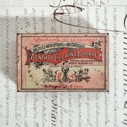 Boite pharmaceutique de pastilles à la cocaine - Début XXe