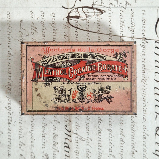 Boite pharmaceutique de pastilles à la cocaine - Début XXe