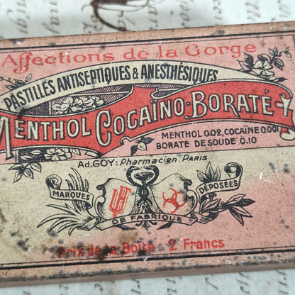 Boite pharmaceutique de pastilles à la cocaine - Début XXe