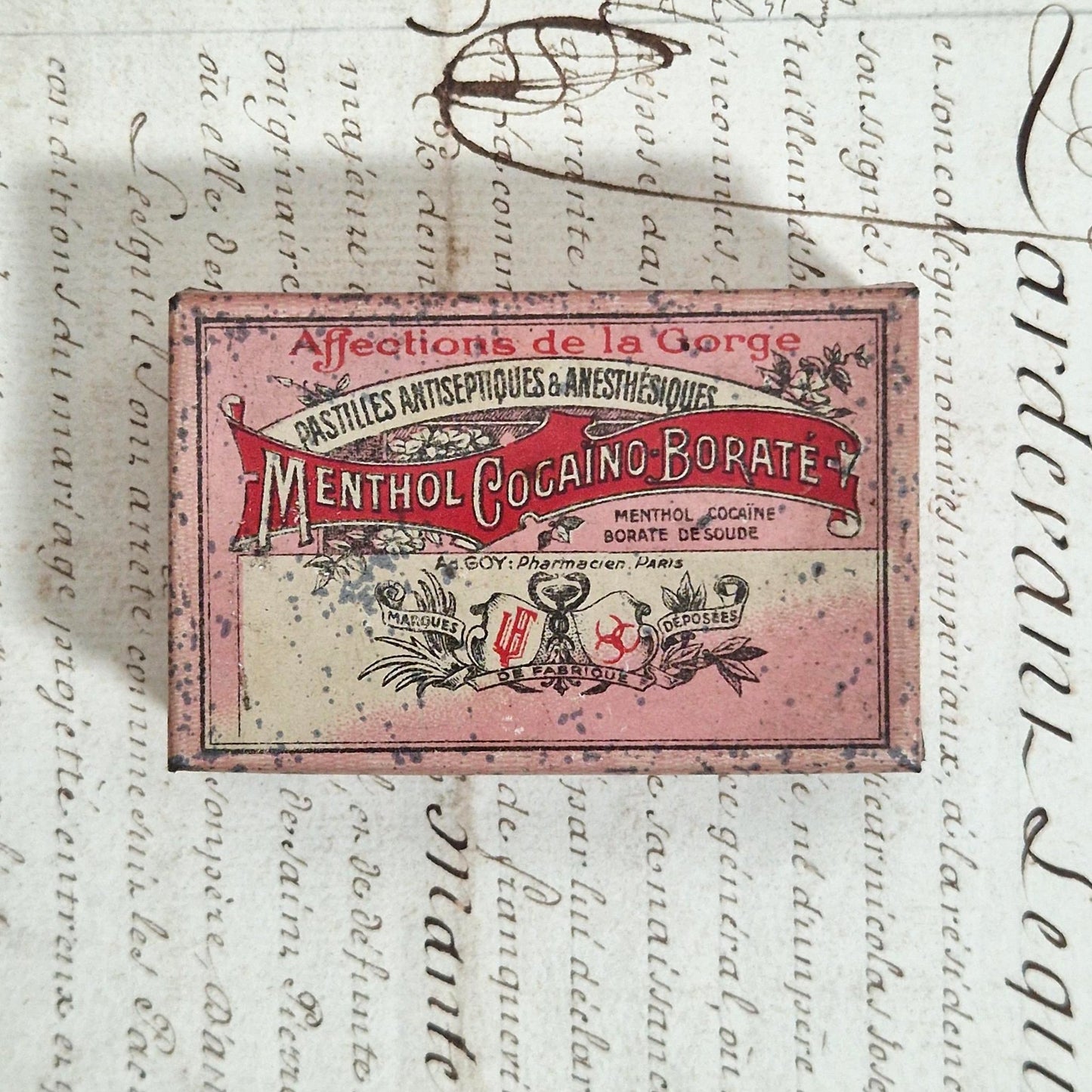 Old box of "Menthol Cocaine and Borate" lozenges