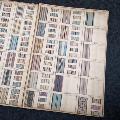 Échantillonnier textile ancien, 4 pages - motifs géométriques