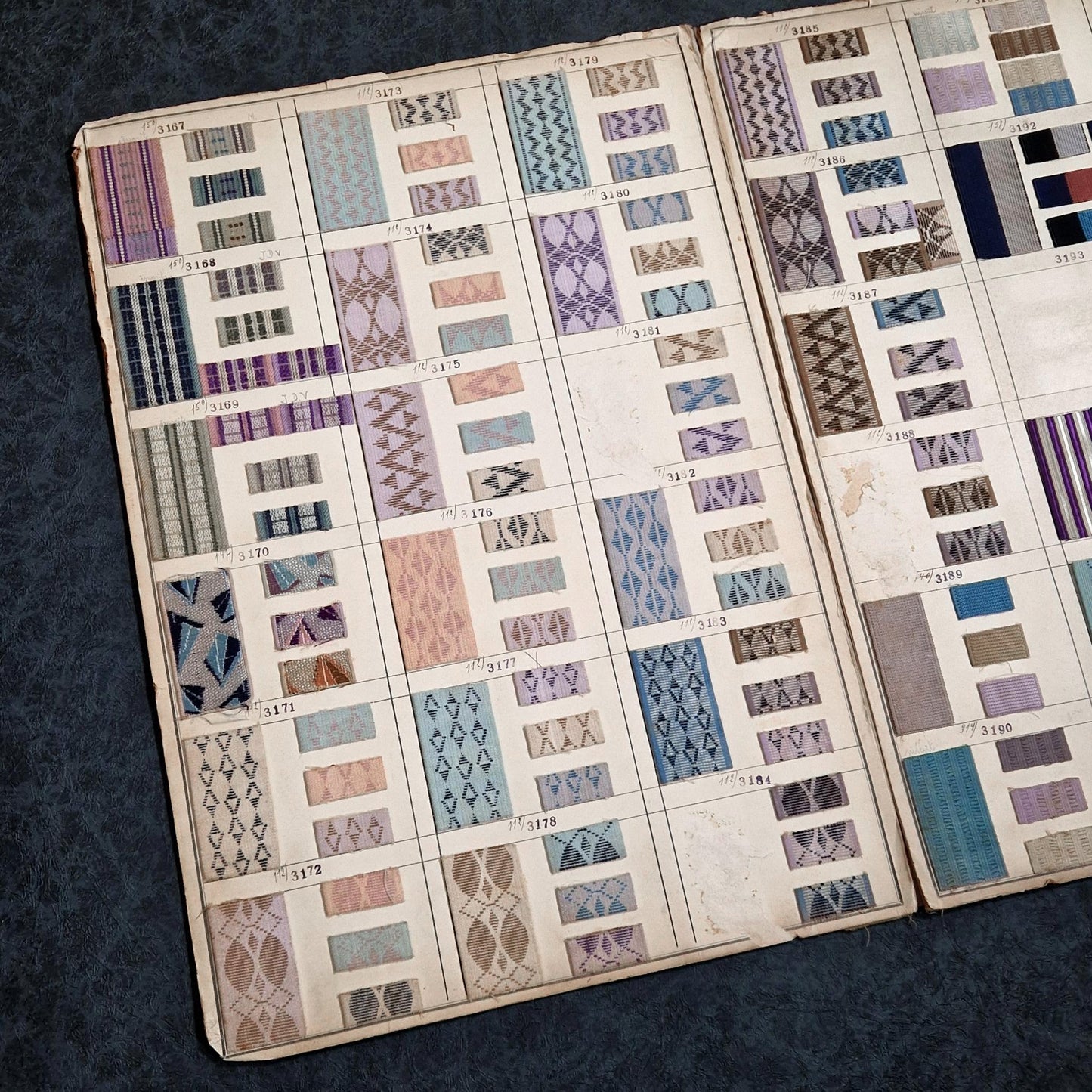 Grande planche dépliante, ~300 échantillons de tissus