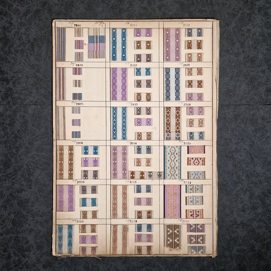 Ancien nuancier textile recto verso ~160 échantillons