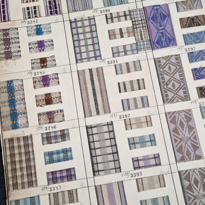 Planche d'échantillons textiles double face, Vers 1920