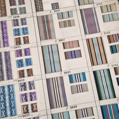 Planche d'environ 125 échantillons de tissus