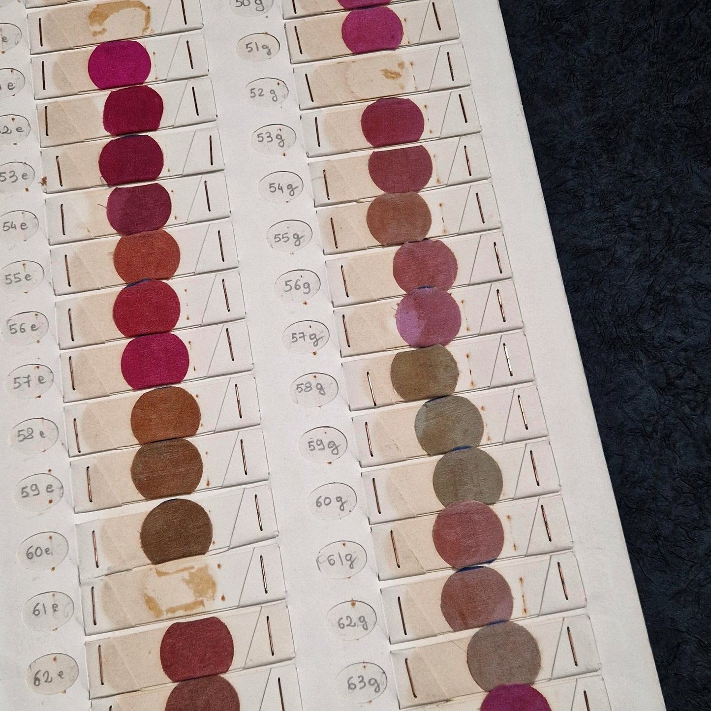 "Bianchini" textile color chart, dye samples - Lyon