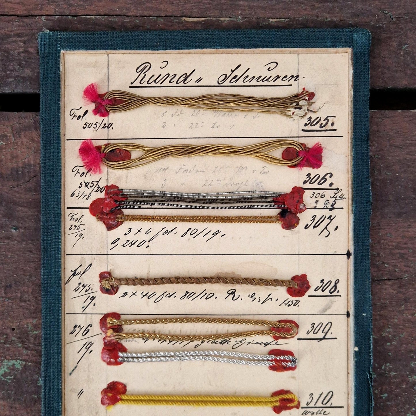 Ancienne planche d'échantillons « Cordonnets ronds »