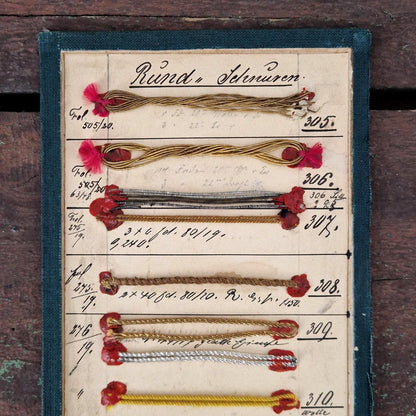 Ancienne planche d'échantillons « Cordonnets ronds »