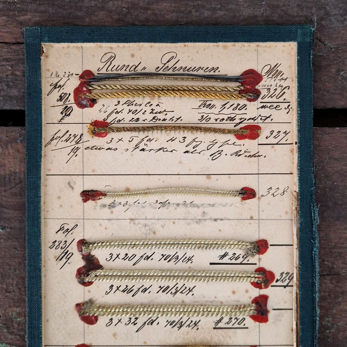 Planche d’échantillons de passementerie dorée