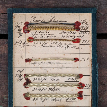 Planche d’échantillons de passementerie dorée