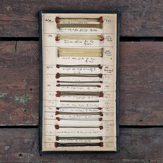 Anciens échantillons de galons métallisés et fils techniques