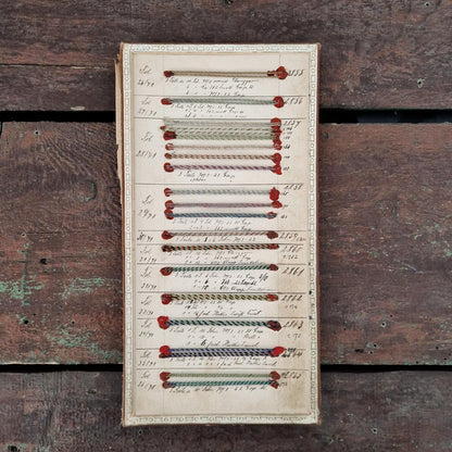 Carte de passementerie XIXe - cordons polychromes