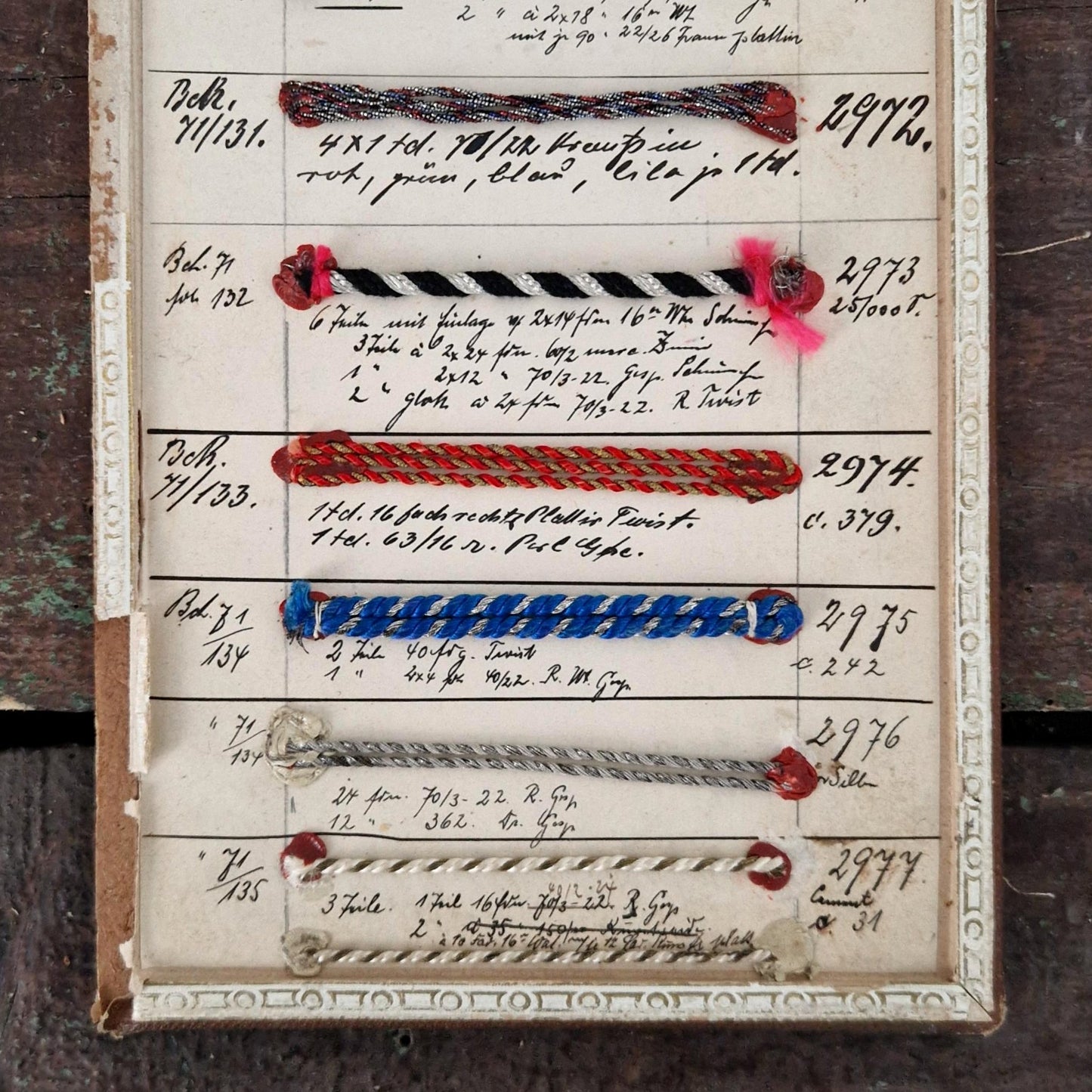 Échantillons de passementerie anciens