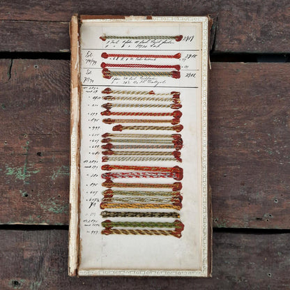 Sample board - Polychrome cords and metallic threads