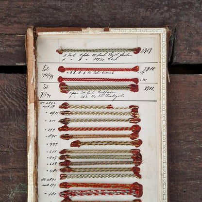 Sample board - Polychrome cords and metallic threads