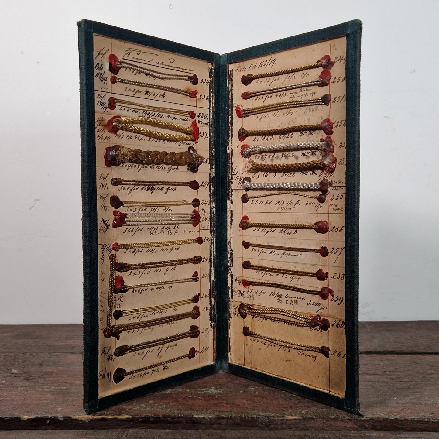 Présentoir de passementerie « Cordonnets métalliques », XIXe