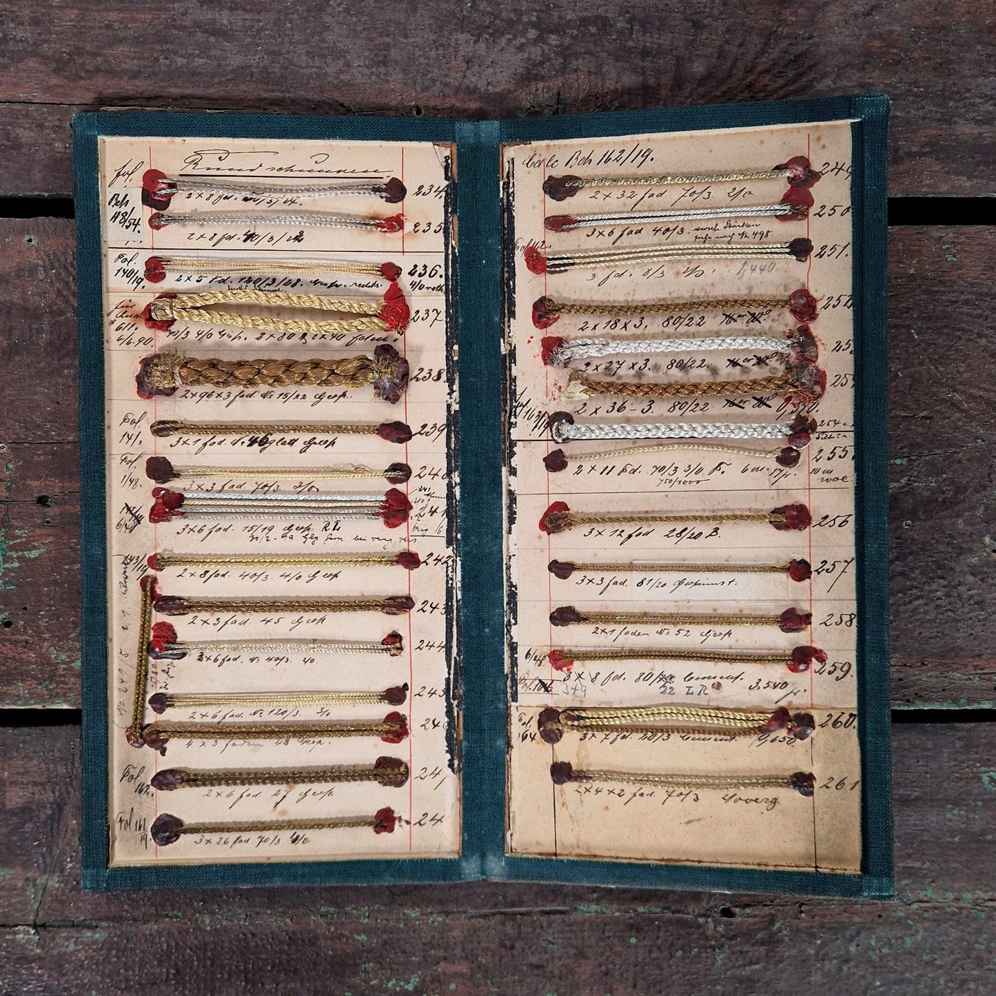 Présentoir de passementerie « Cordonnets métalliques », XIXe