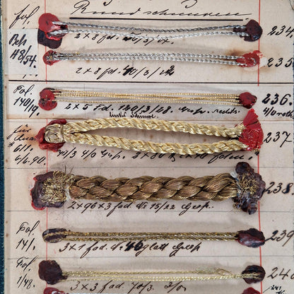 Présentoir de passementerie « Cordonnets métalliques », XIXe
