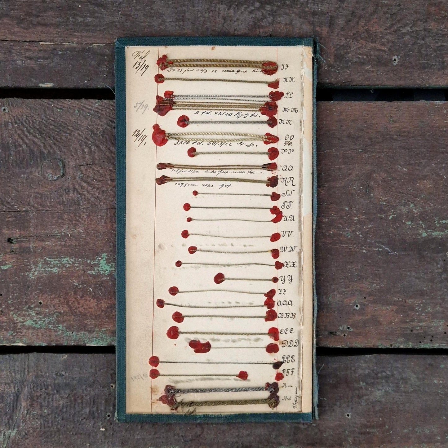 Planche d’échantillons de fils métallisés, Vers 1900