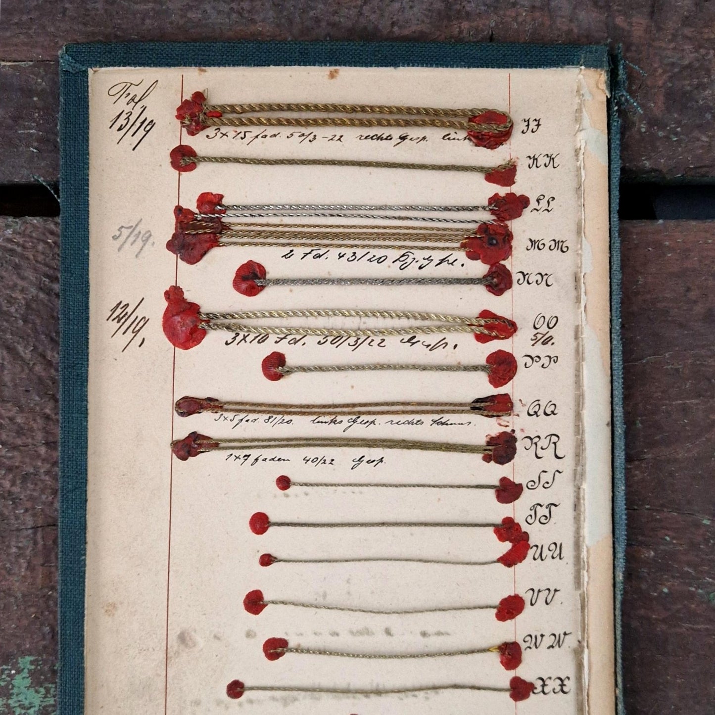 Planche d’échantillons de fils métallisés, Vers 1900