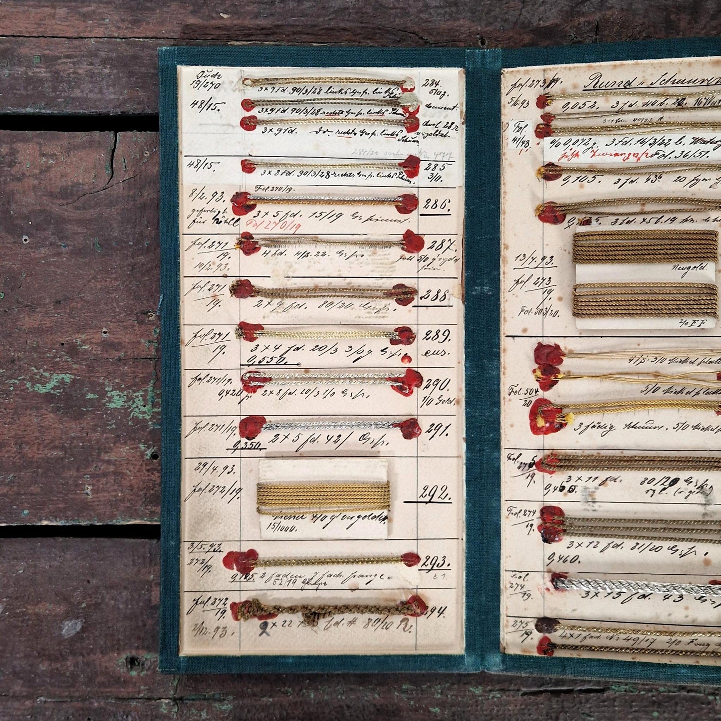 Présentoir de fils métallisés à 3 volets - XIXe