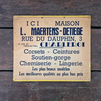 Carton publicitaire « Corsets, Lingerie, Soutien-gorge... »