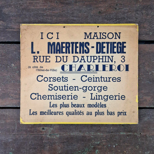 Carton publicitaire « Corsets, Lingerie, Soutien-gorge... »